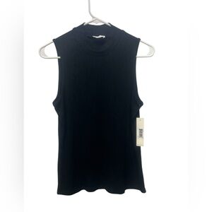 New!‎  Cyrus Essentials mock neck sleeveless black ribbed top.